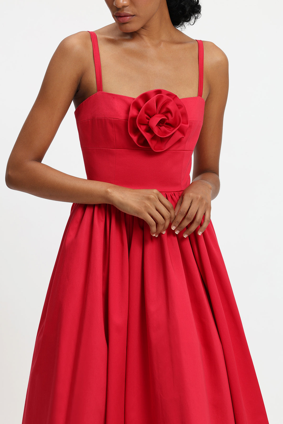 MIDI DRESS WITH ROSE FLOWER ON BUST