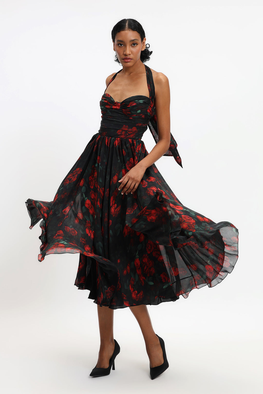 Draped Chiffon Dress