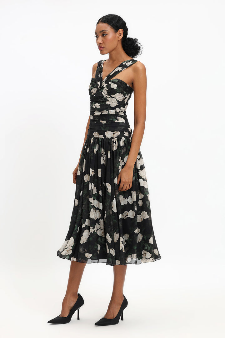 DROP - WAISTED CHIFFON MIDI