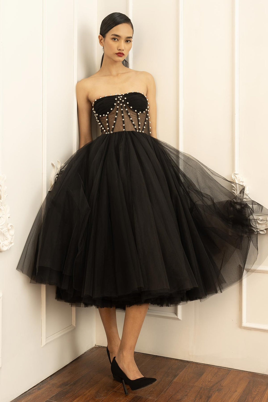 Strapless Tulle Midi