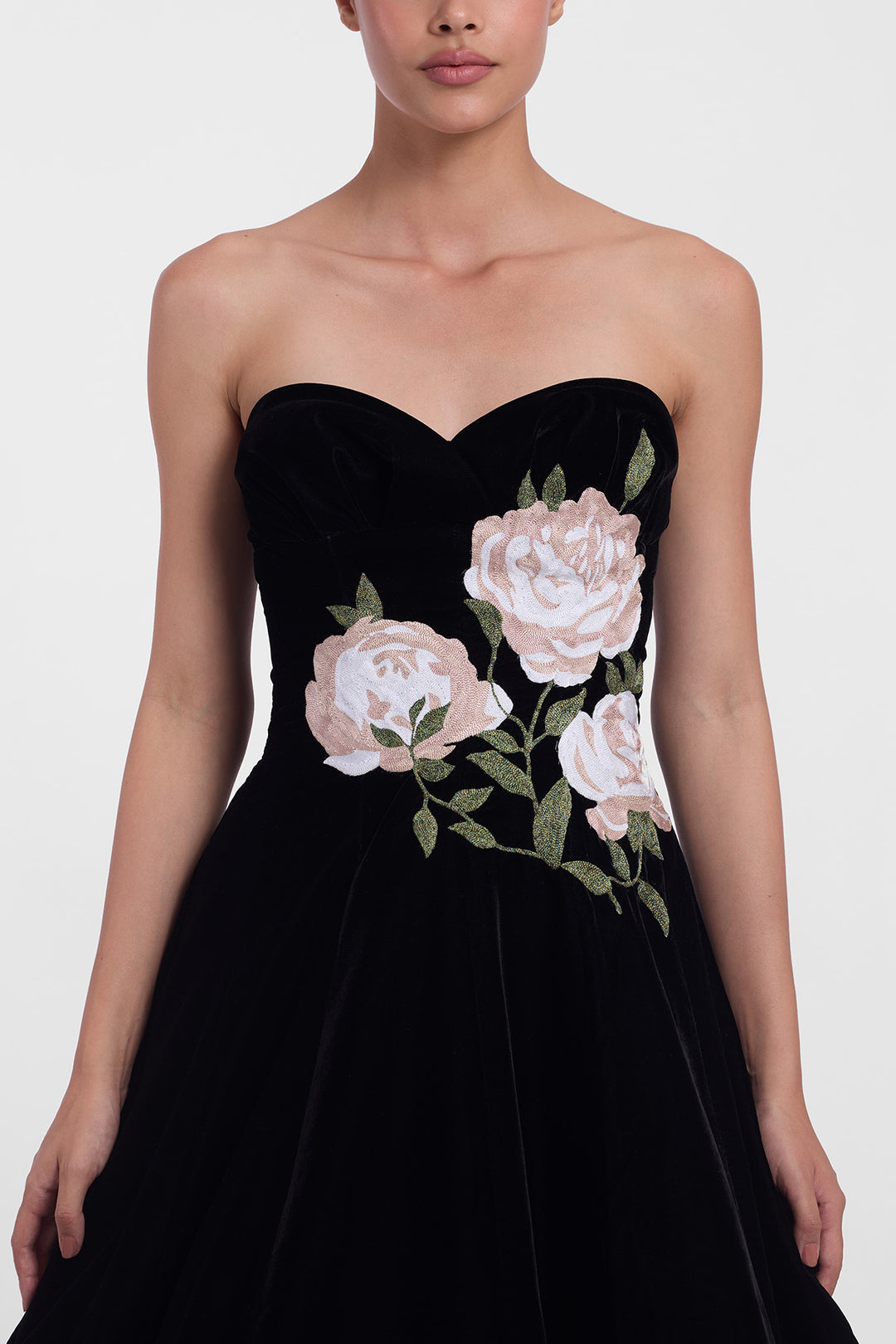 STRAPLESS VELVET MIDI