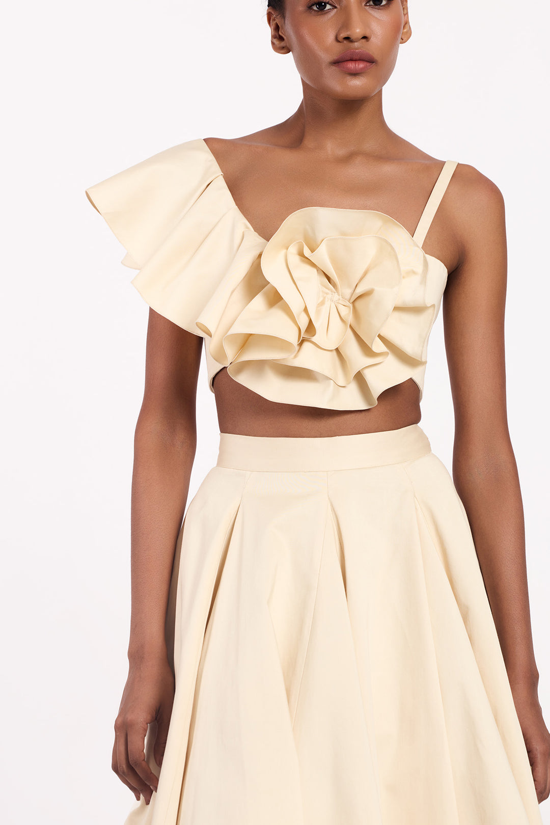 One Shoulder Ruffled Crop Top