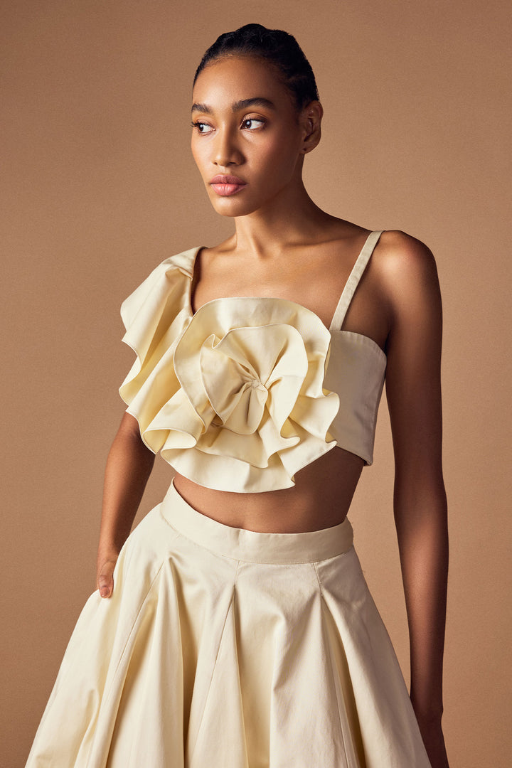 One Shoulder Ruffled Crop Top