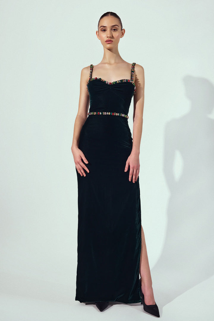 VELVET COLUMN GOWN